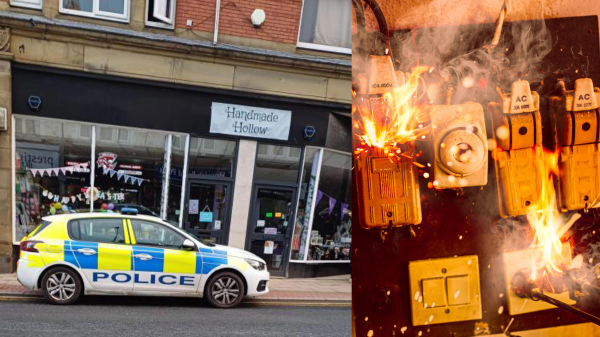 People were evacuated from their flats after a fire broke out in an 'electrical cupboard'. People forced to leave their flats after fire breaks out in town centre block